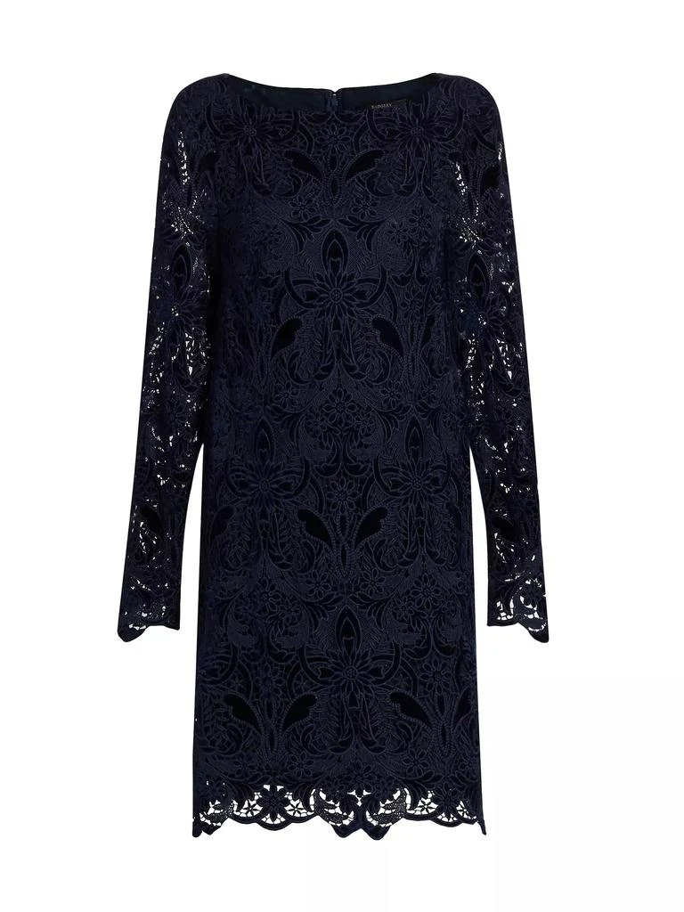 Badgley Mischka Velvet-Lace Long-Sleeve Midi-Dress 1