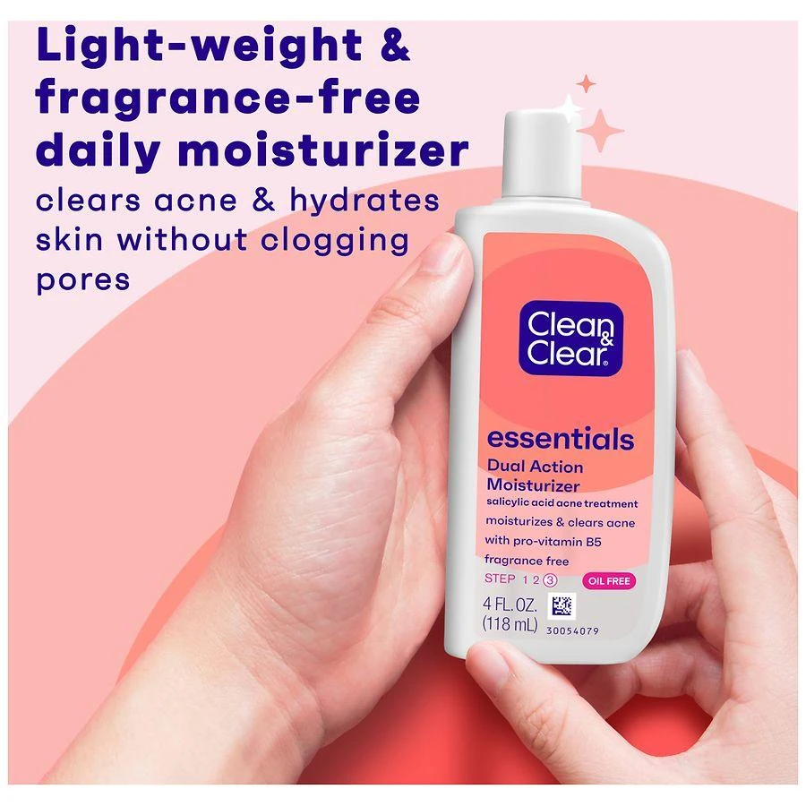 Clean & Clear Essentials Dual Action Acne Facial Moisturizer Fragrance Free 7