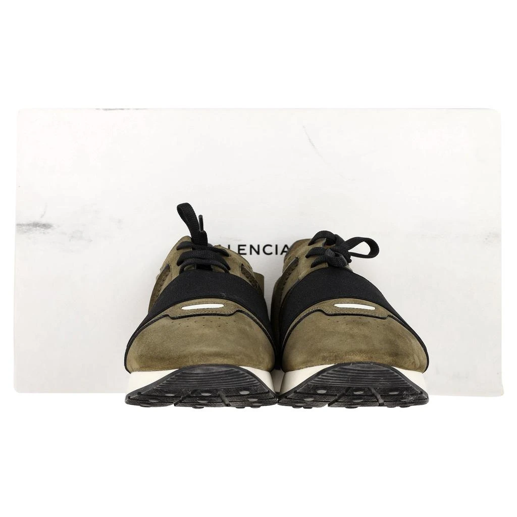 Balenciaga Race Runner Sneakers in Olive Green Suede 2