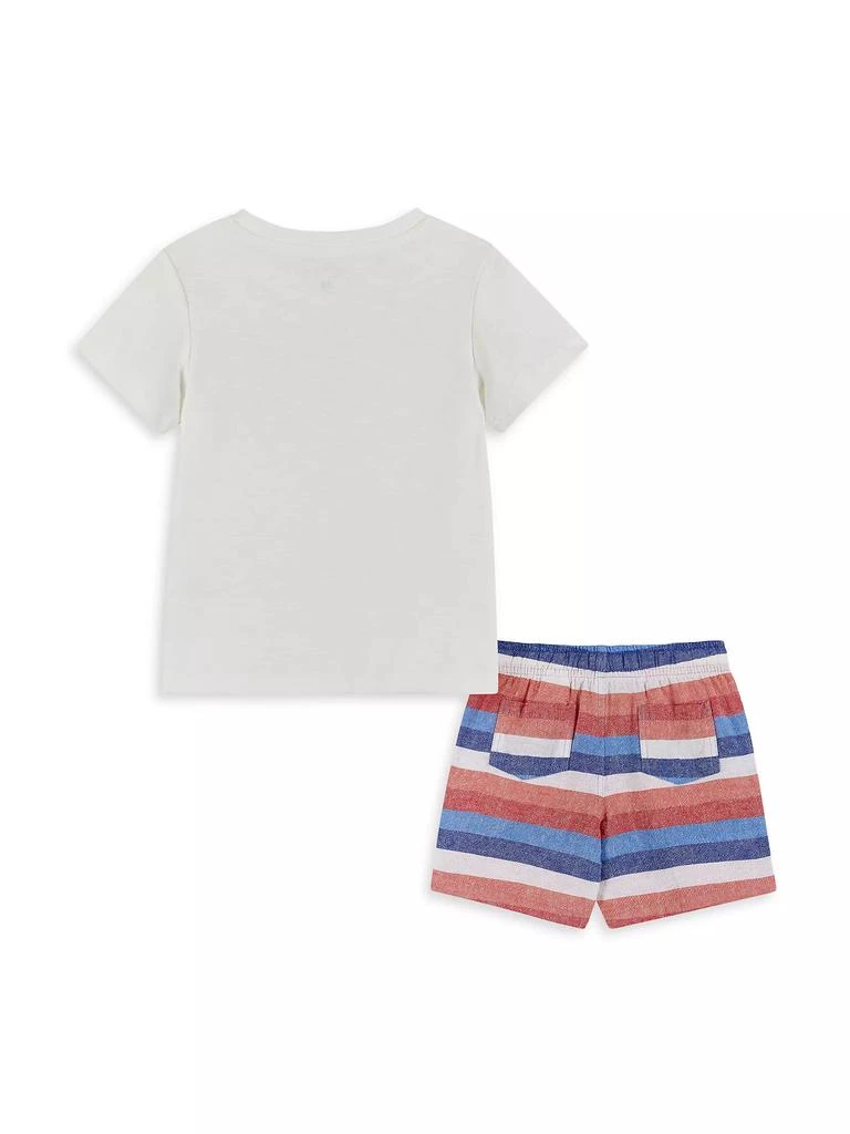 Andy & Evan Little Boy's & Boy's Striped Cotton T-Shirt & Linen-Blend Shorts Set 2