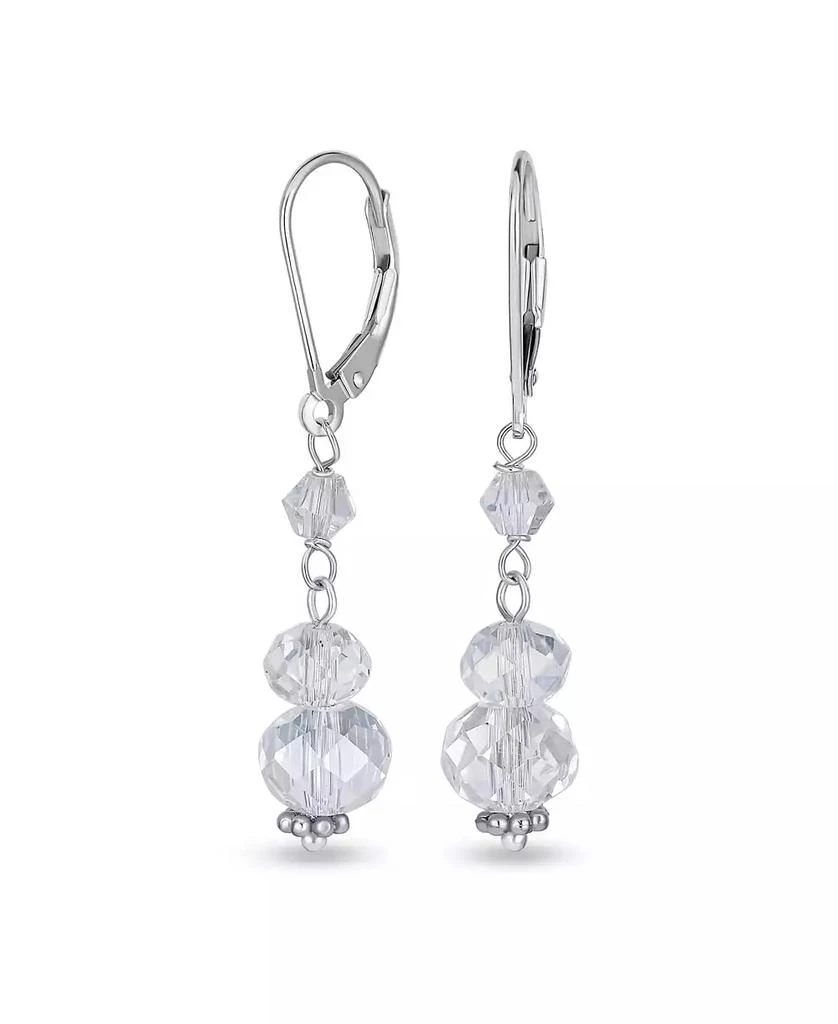 Bling Jewelry Clear Rondelle Crystal Dangle Earrings Sterling Silver Lever Back