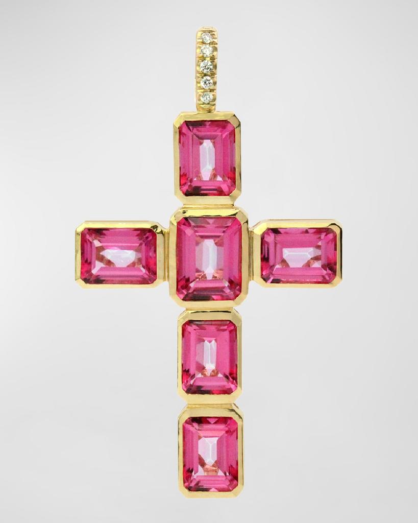 Stevie Wren 18K Yellow Gold Celeste Pink Topaz Cross Pendant