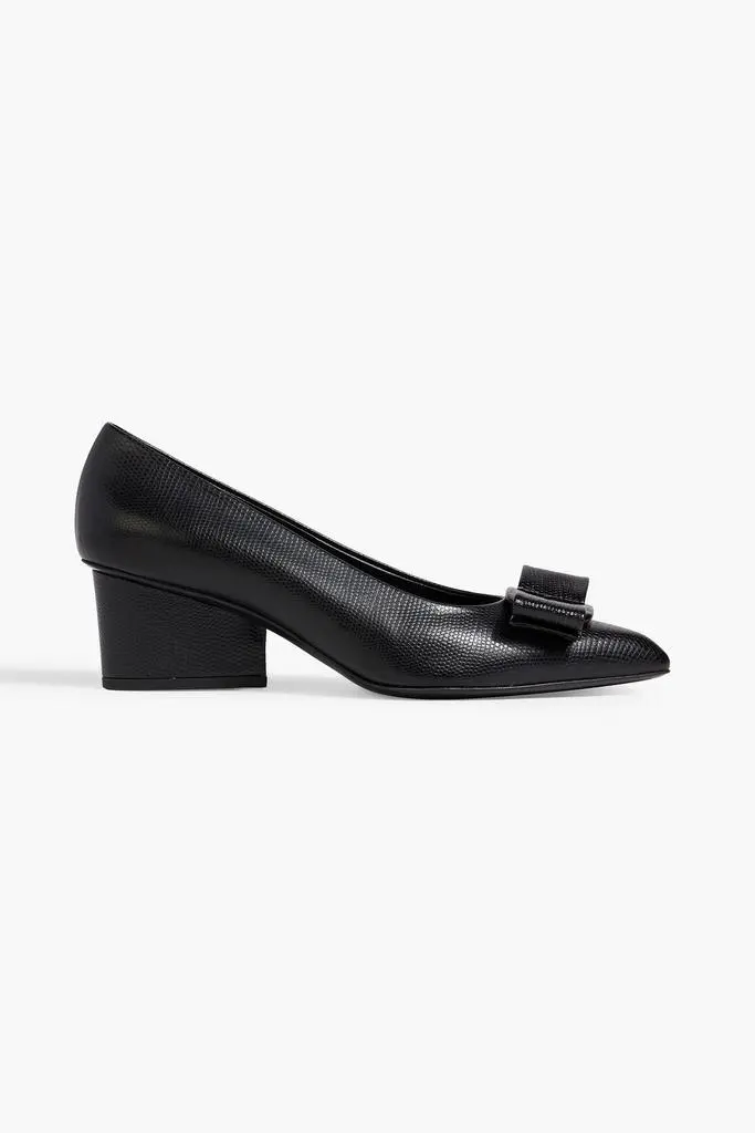 Salvatore Ferragamo Viva bow-detailed lizard-effect leather pumps