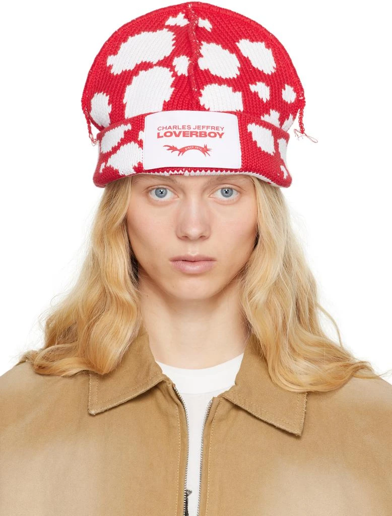 Charles Jeffrey Loverboy Red & White Loverboy Beanie 1