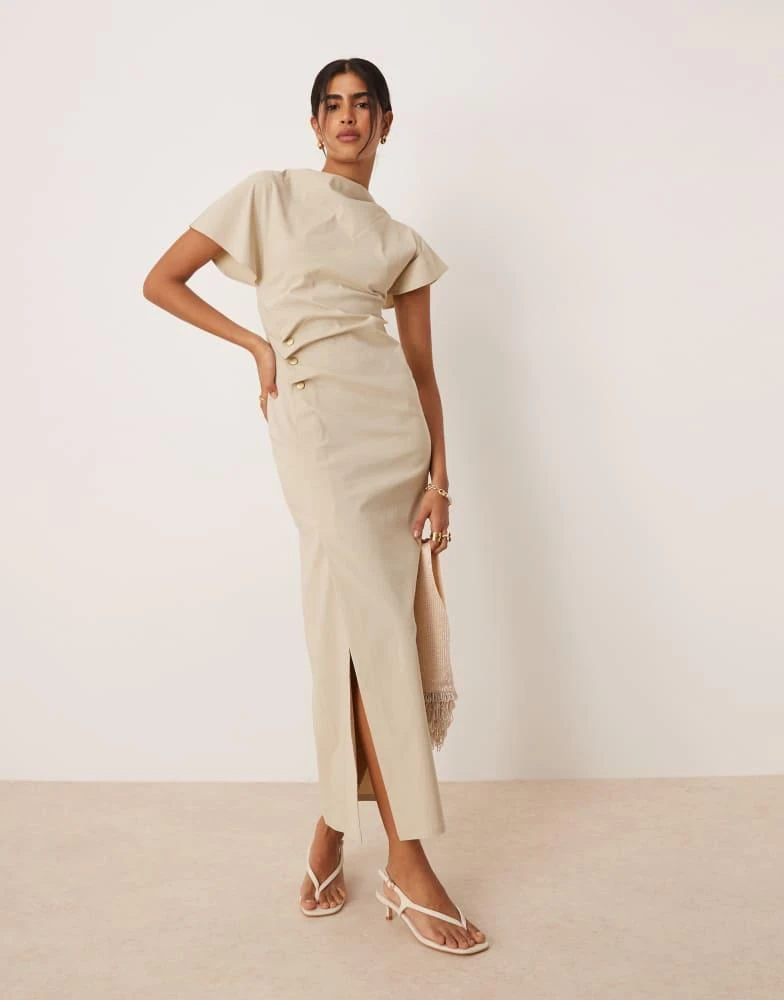 asos ruched midi dress ASOS DESIGN ruched v-neck midi dress in black