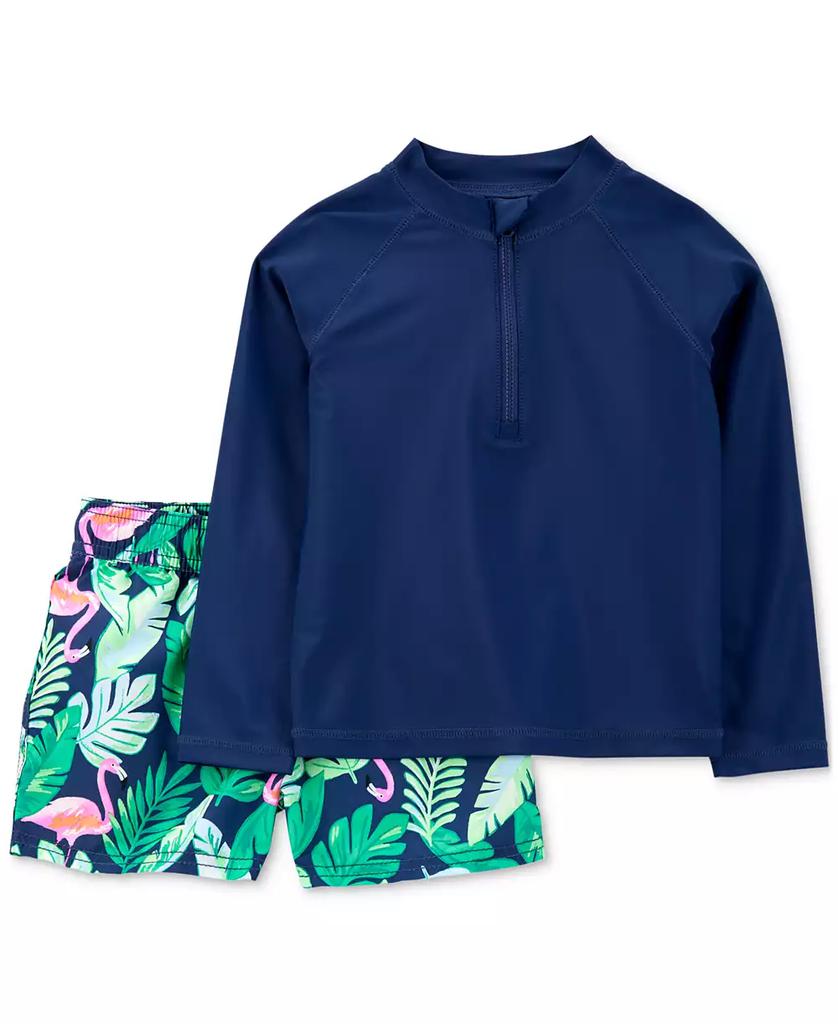 Carter
s Toddler Boys Rash Guard 
Tropical-Print Swim Trunks, 2 Piece Set