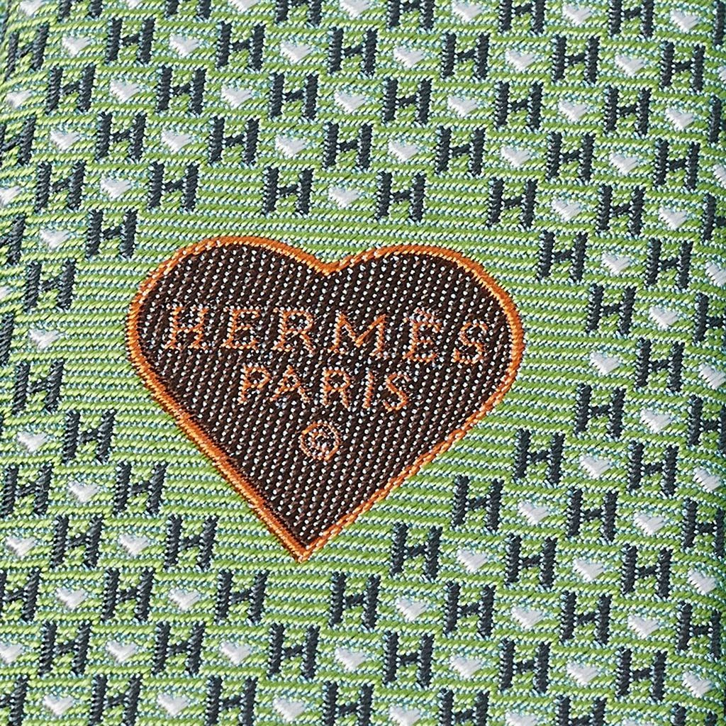 Hermes Hermes Green H Love Jacquard Silk Tie 3