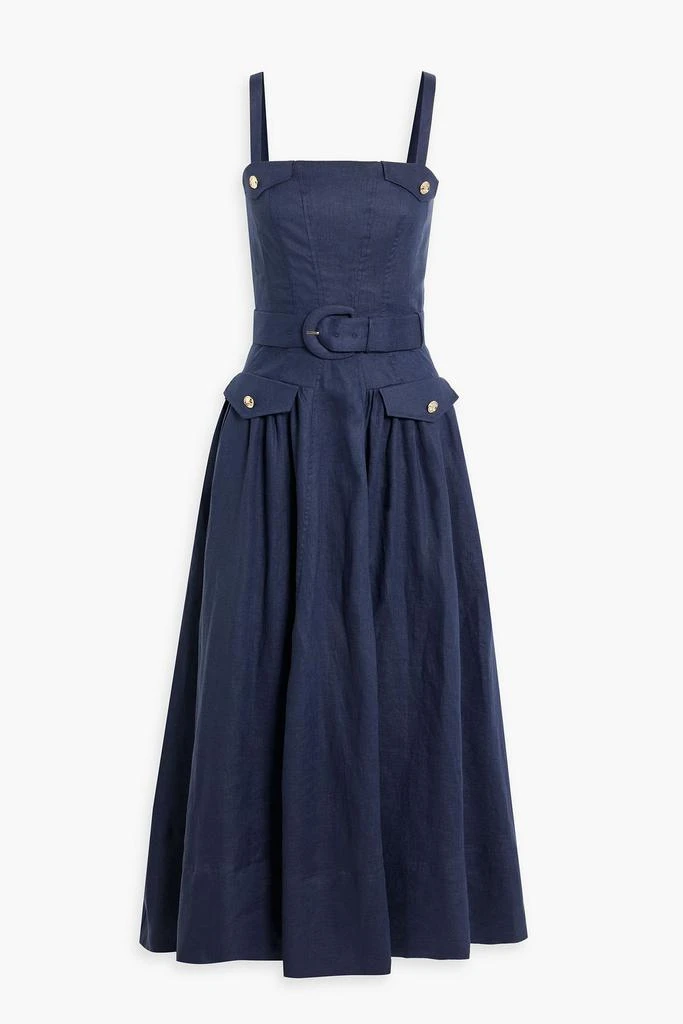 NICHOLAS Belted linen midi dress 1