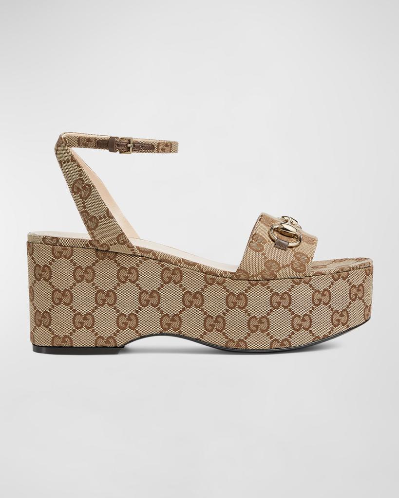 Gucci Lady GG Canvas Bit Platform Sandals