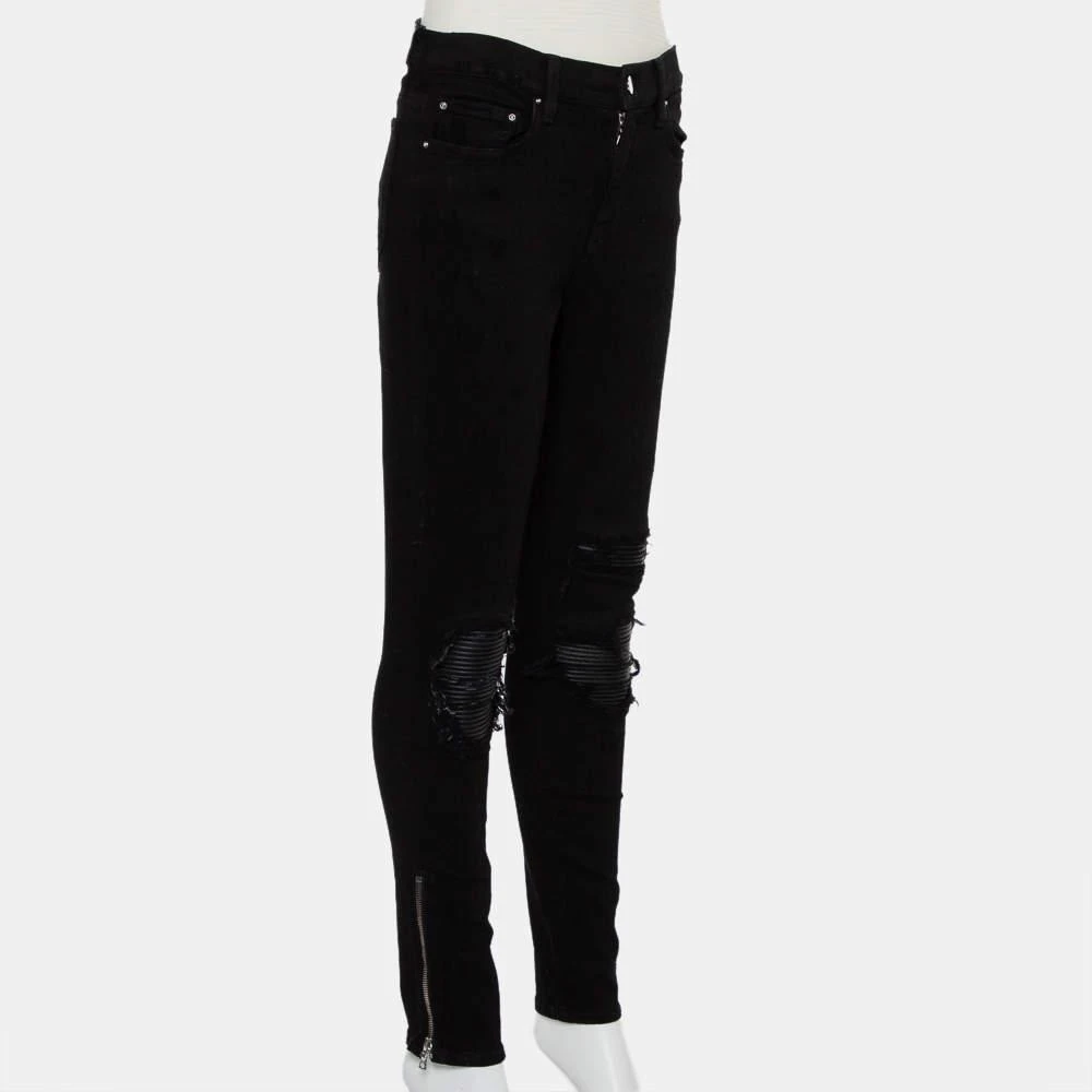 AMIRI Amiri Black Denim Zipper Detail Distressed Jeans M 2