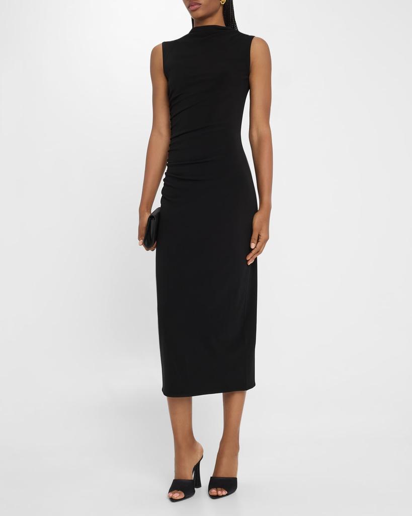 Marella Nef Ruched Mock-Neck Midi Dress