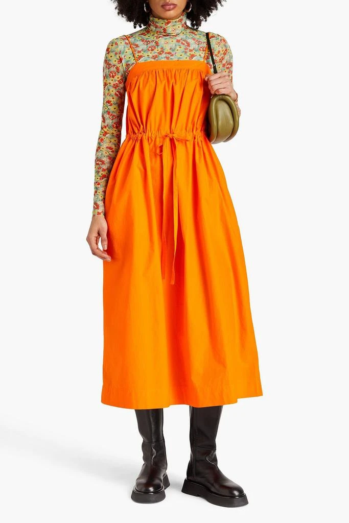 Ganni Gathered cotton-poplin midi dress 2