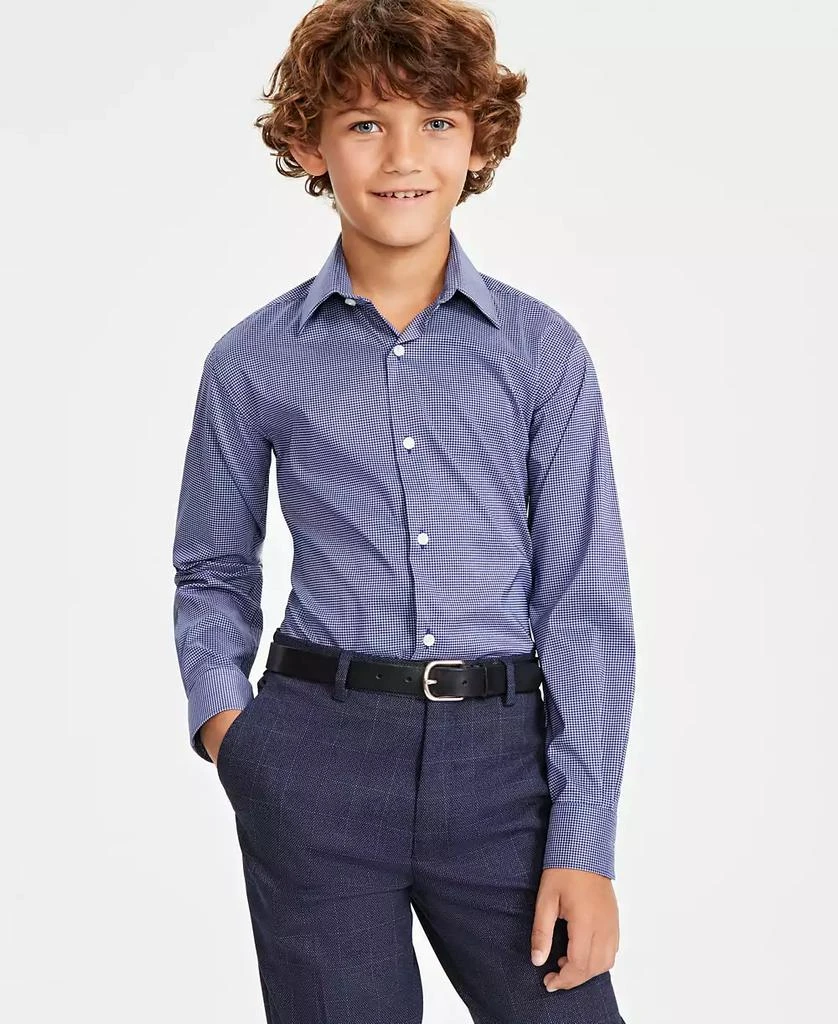Michael Kors Big Boys Gingham Button Up Dress Shirt 1