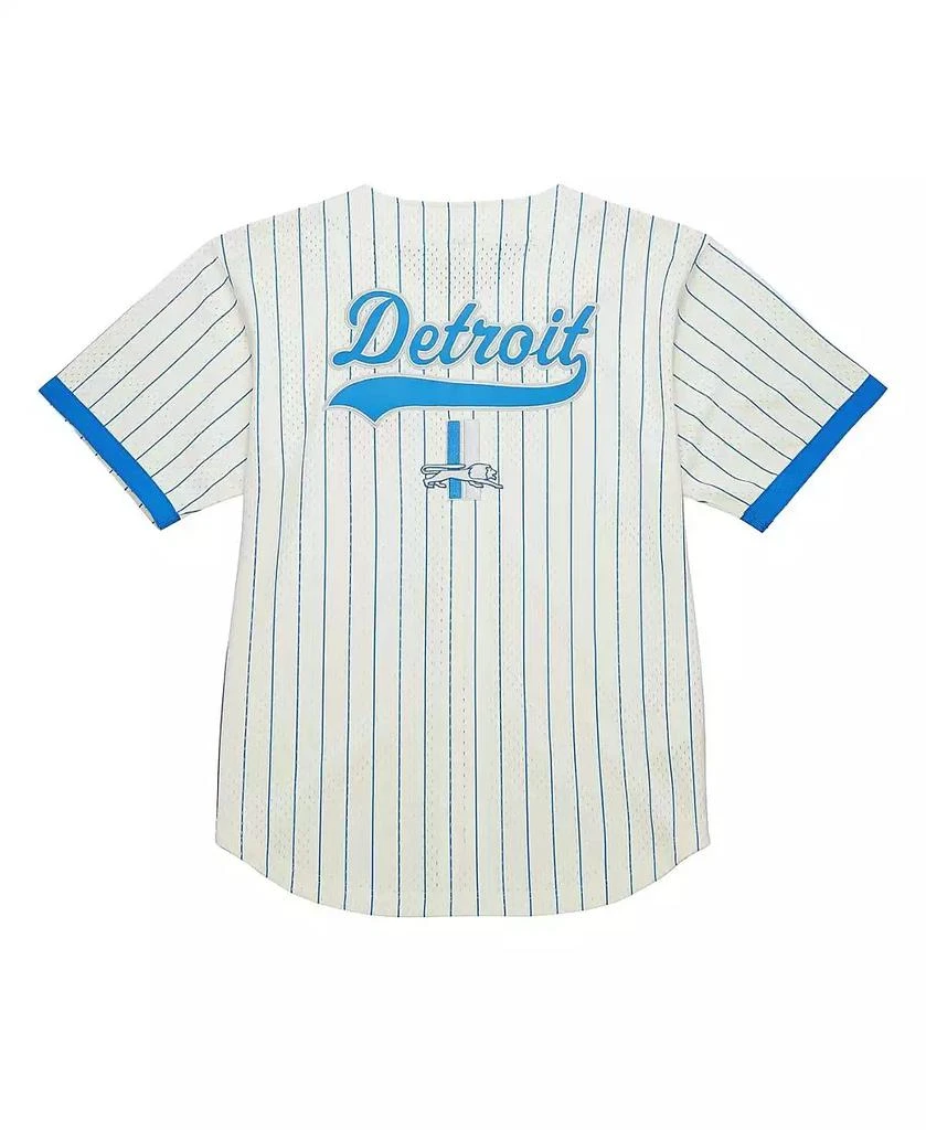 Mitchell & Ness Men's Cream Detroit Lions Final Seconds Vintage Logo Mesh Button-Up Shirt 3