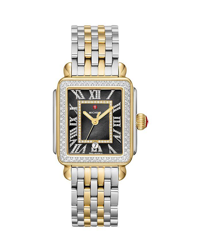 MICHELE Deco Madison Two-Tone 18K Gold-Plated Diamond Watch, 33mm x 35mm - 100% Exclusive
