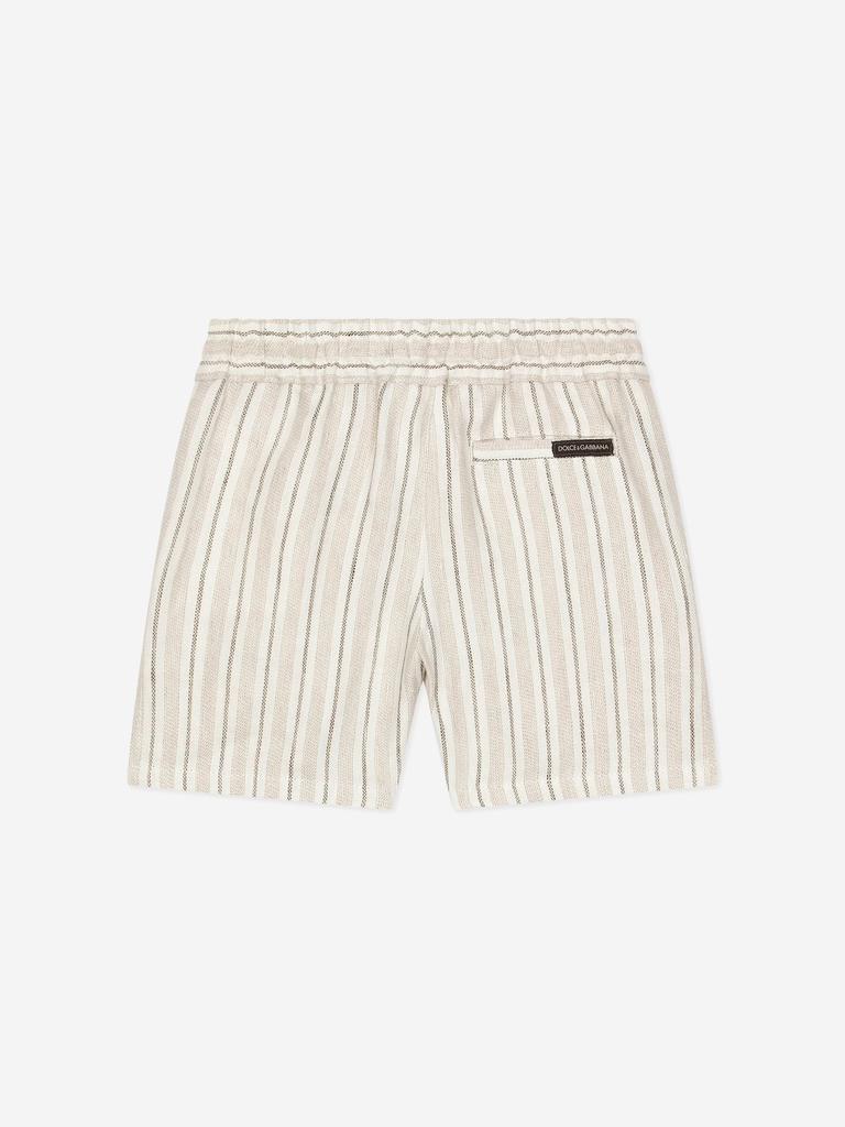 Dolce & Gabbana Dolce & Gabbana Baby Boys Striped Linen Shorts in Ivory