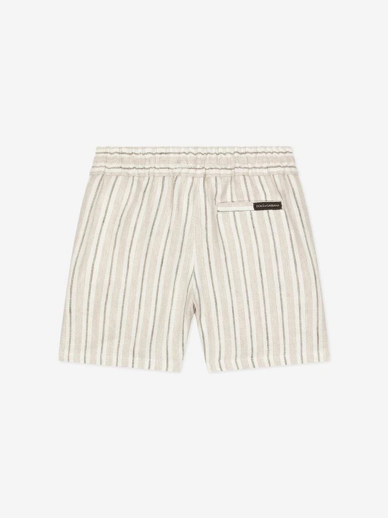 Dolce & Gabbana Dolce & Gabbana Baby Boys Striped Linen Shorts in Ivory 2