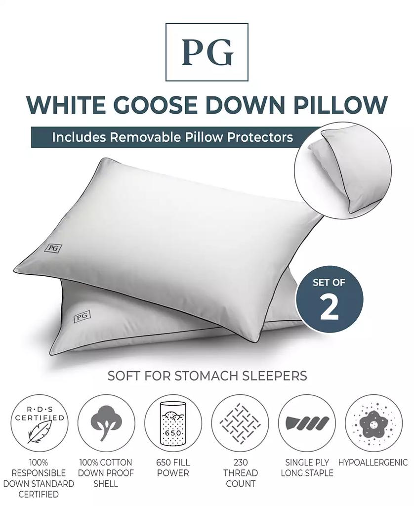 Pillow Guy 100% Certified RDS White Goose Down Soft Density 2-Pack Pillows, King