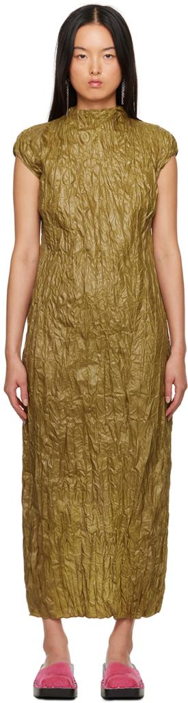 Acne Studios Khaki Crinkled Maxi Dress