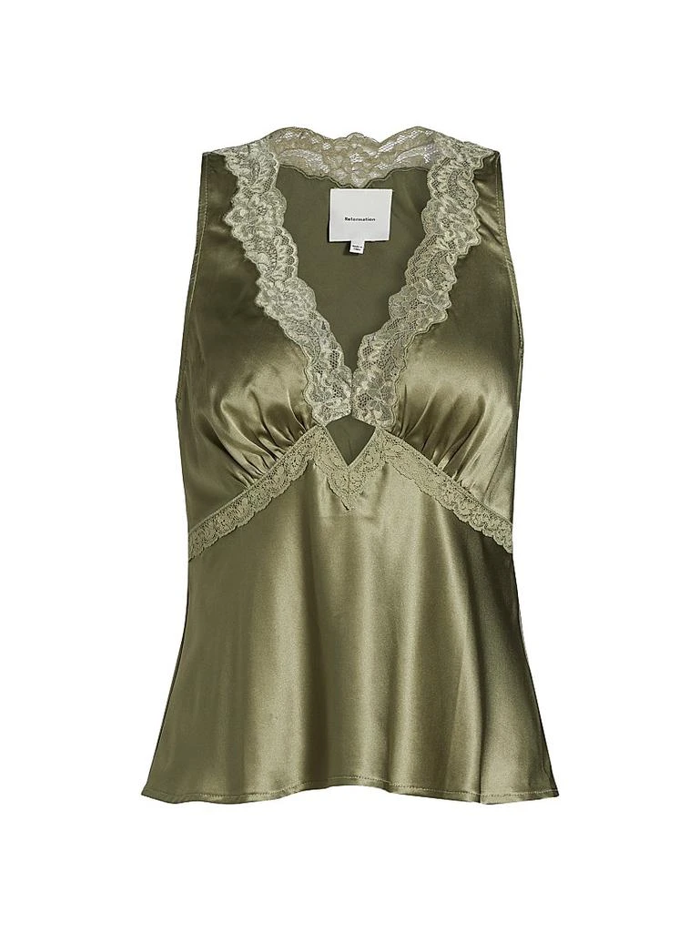 Reformation Aliceyn Lace-Trim Silk Top 1