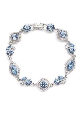 Givenchy Silver Tone 7.25 Light Sapphire Flex Bracelet