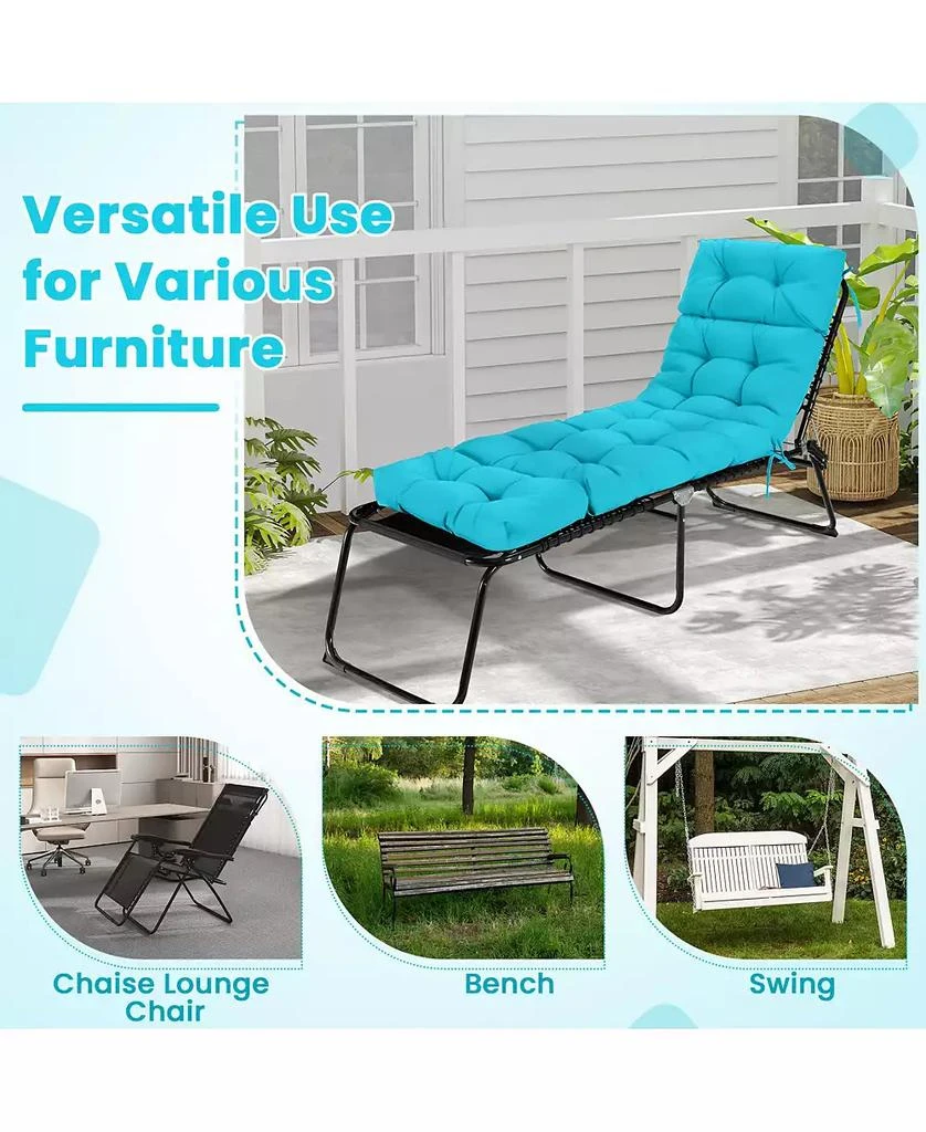 Slickblue Outdoor Chaise Lounge Cushion with Ties for Poolside 9