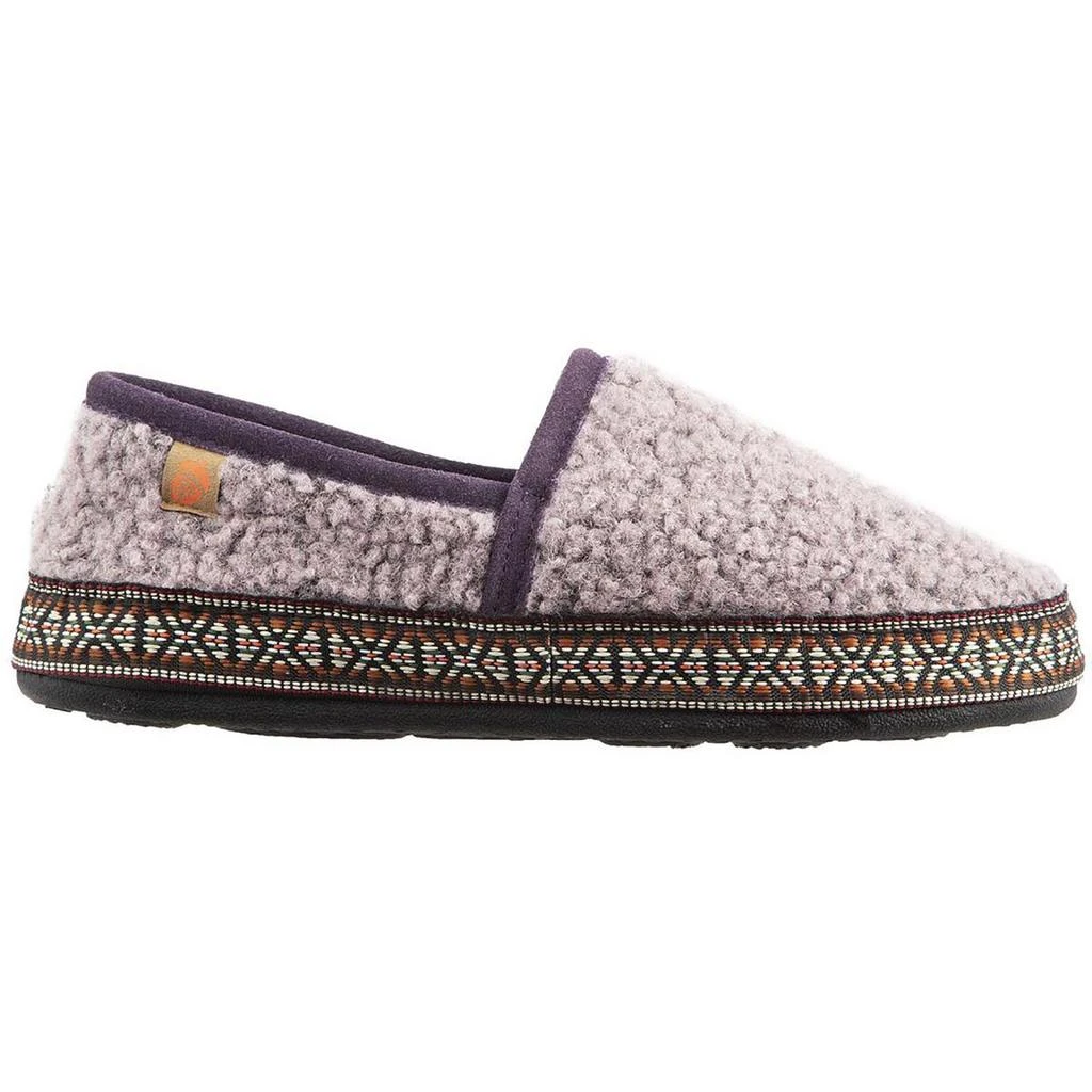 Acorn Womens Faux Fur Woven Trim Fleece Slippers 1
