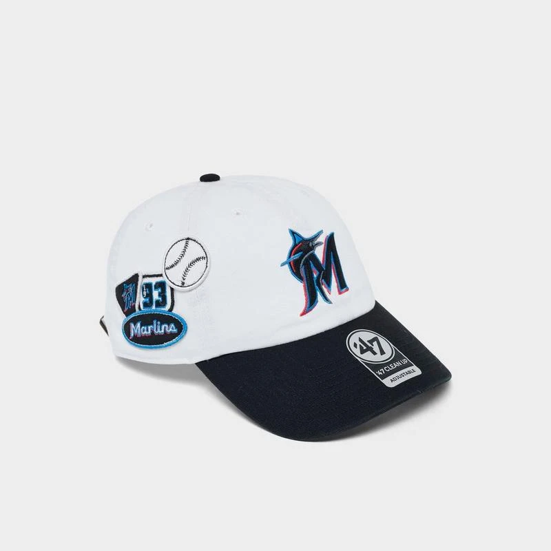 47 Brand '47 Miami Marlins MLB Badges Clean Up Strapback Hat
