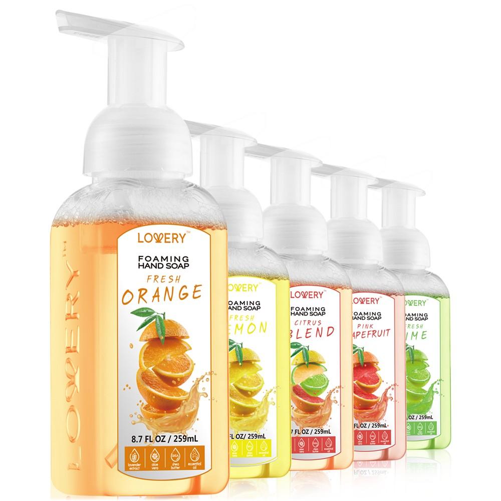 Lovery Hand Foaming Soap in Citrus Blend, Lemon, Orange, Lime, Pink Grapefruit, Moisturizing Hand Soap - Hand Wash Set, 5 Piece