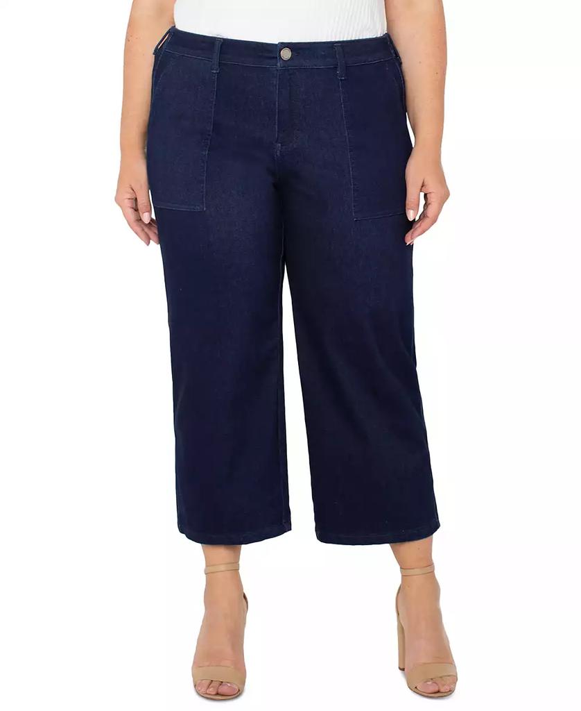 Liverpool Liverpool Plus Size Cropped Wide-Leg Denim Cargo Pants