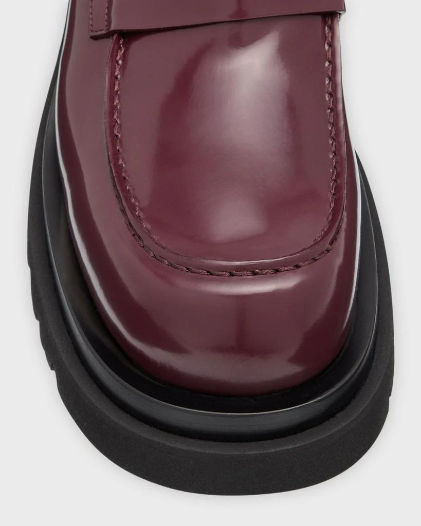 Bottega Veneta Men's Chunky Lug Glossy Leather Penny Loafers 5