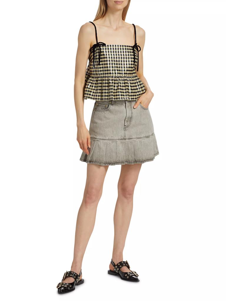 Ganni Plaid Cotton Sleeveless Top