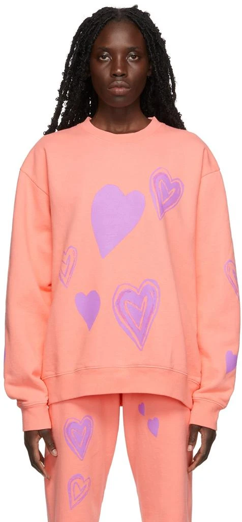 Kids Worldwide SSENSE Exclusive Pink Hearts Sweatshirt 1