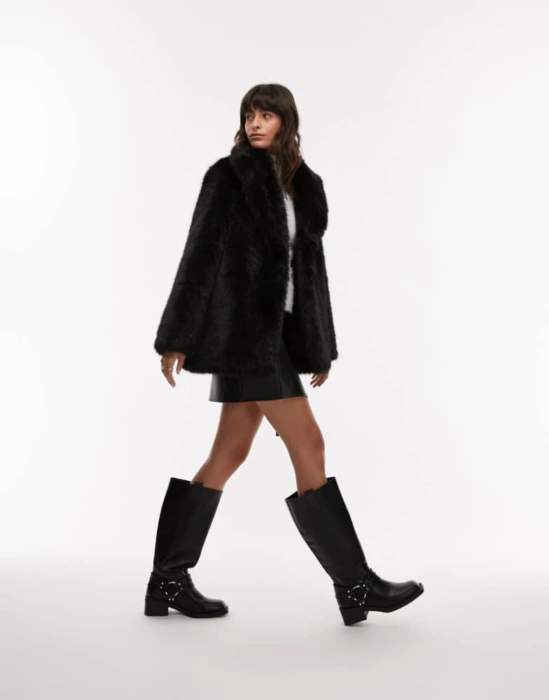 Mango Mango oversized faux fur jacket in black 3