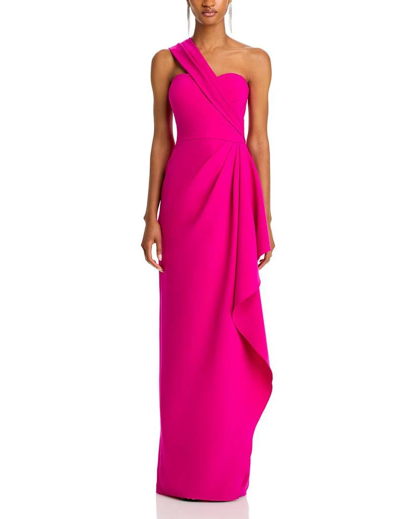 Teri Jon One Shoulder Side Drape Gown 7