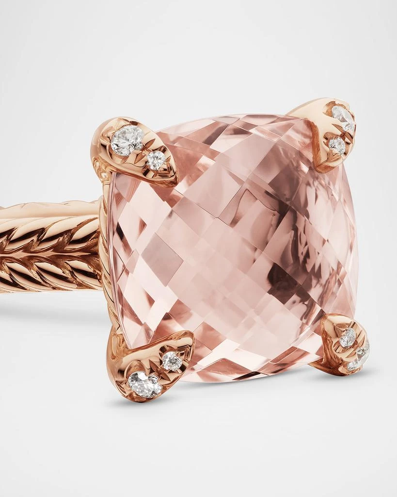David Yurman Chatelaine 11mm Rose Gold  Ring with Morganite & Diamonds 5