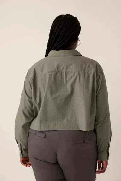 WILDFANG WILDFANG The Essential Long Sleeve Cropped Button Up Shirt 4