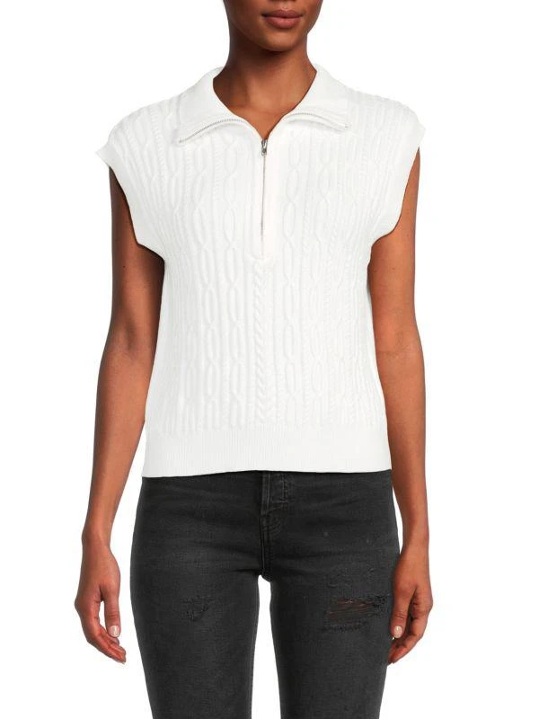 Theo & Spence Cable Knit Zip Up Sweater 1