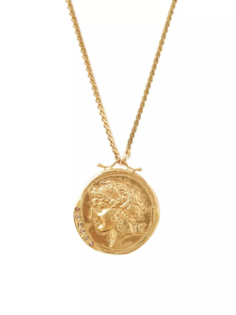 Chan Luu 18K-Gold-Plated & Champagne Diamonds Coin Necklace 2