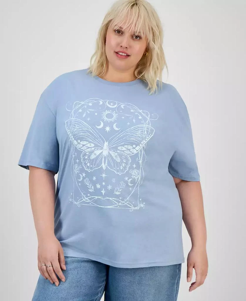 Rebellious One Trendy Plus Size Cosmic Butterfly Cotton T-Shirt 1
