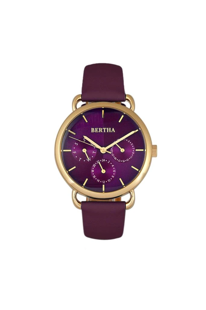 BERTHA Gwen Leather-Band Watch with Day & Date 5