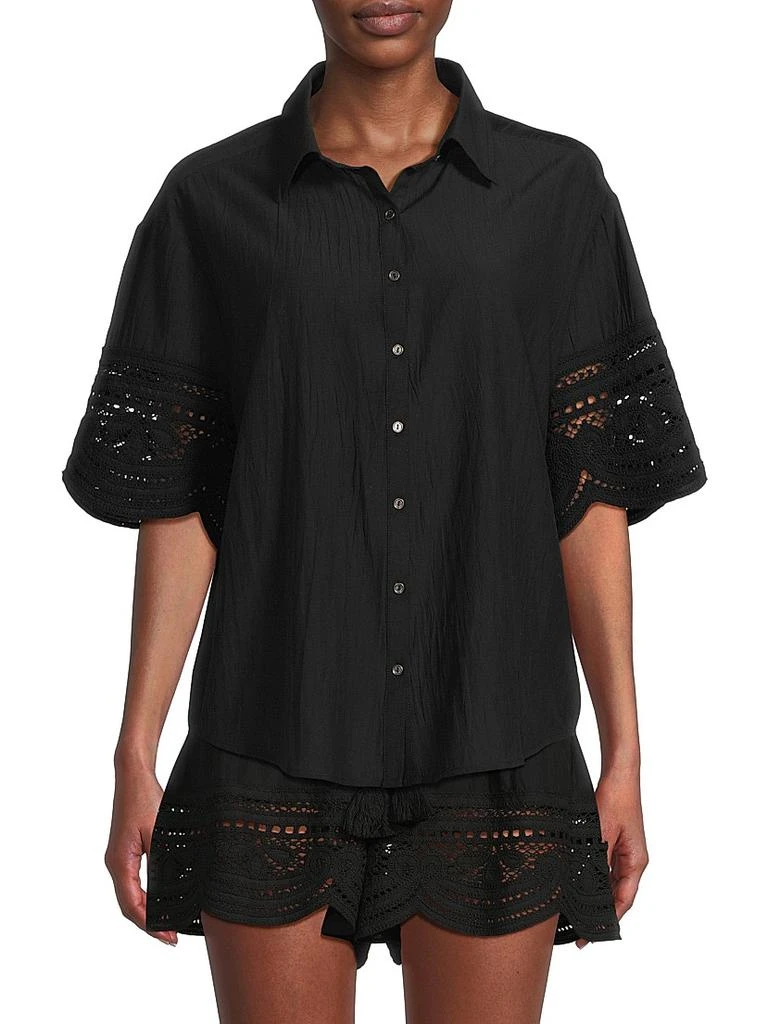 Ramy Brook Shamaya Eyelet-Trimmed Swim Cover-Up Top 3