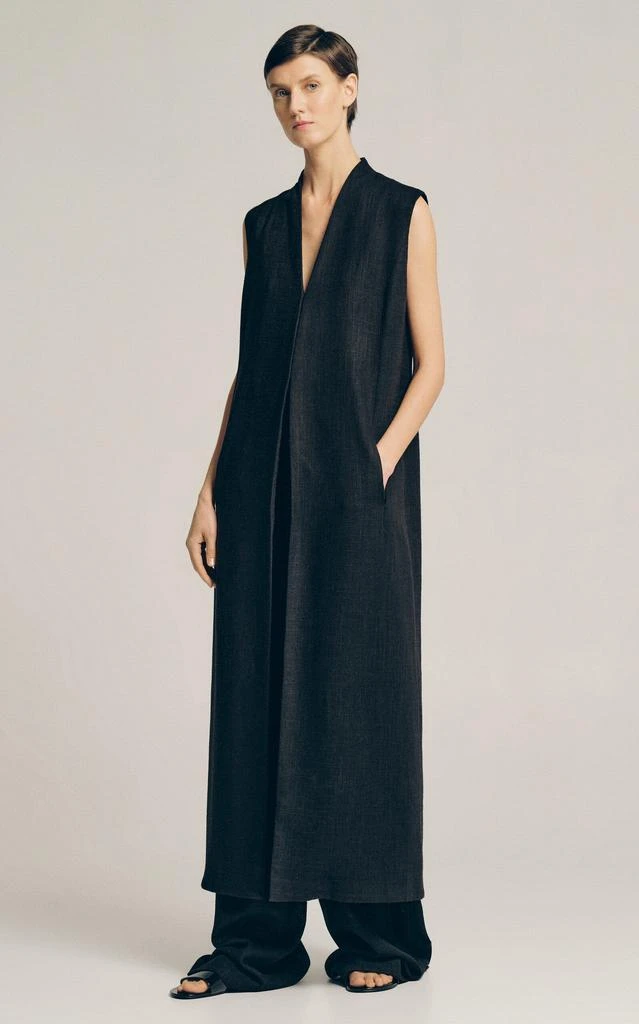 Sophie et Voila SEV - Long Linen-Blend Vest - Black - XS - Moda Operandi 1