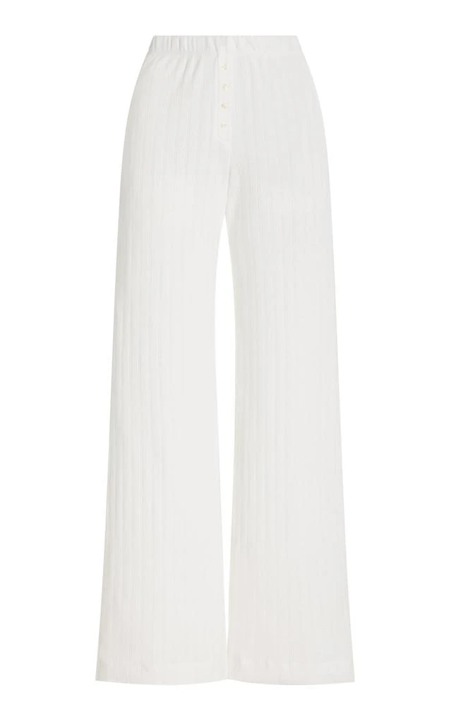 Leset Leset - Pointelle-Knit Cotton Boxer Pants - White - L - Moda Operandi 1