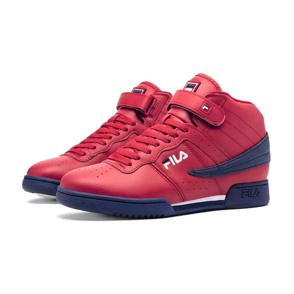 Fila Mens F-13V Leather Synthetic Sneaker In Red/navy/white