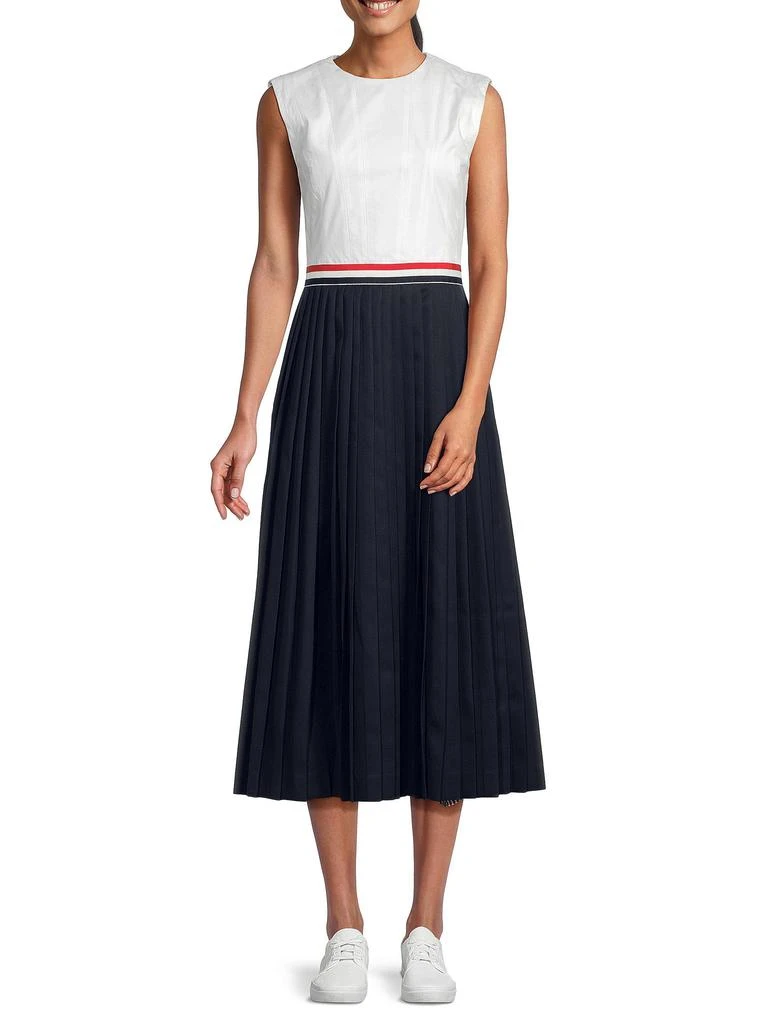 Thom Browne Wool Blend Fit 
Flare Pleated Midi Dress 1