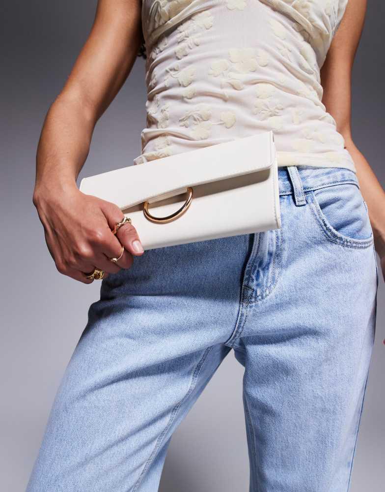 True Decadence True Decadence minimal PU clutch bag in ivory