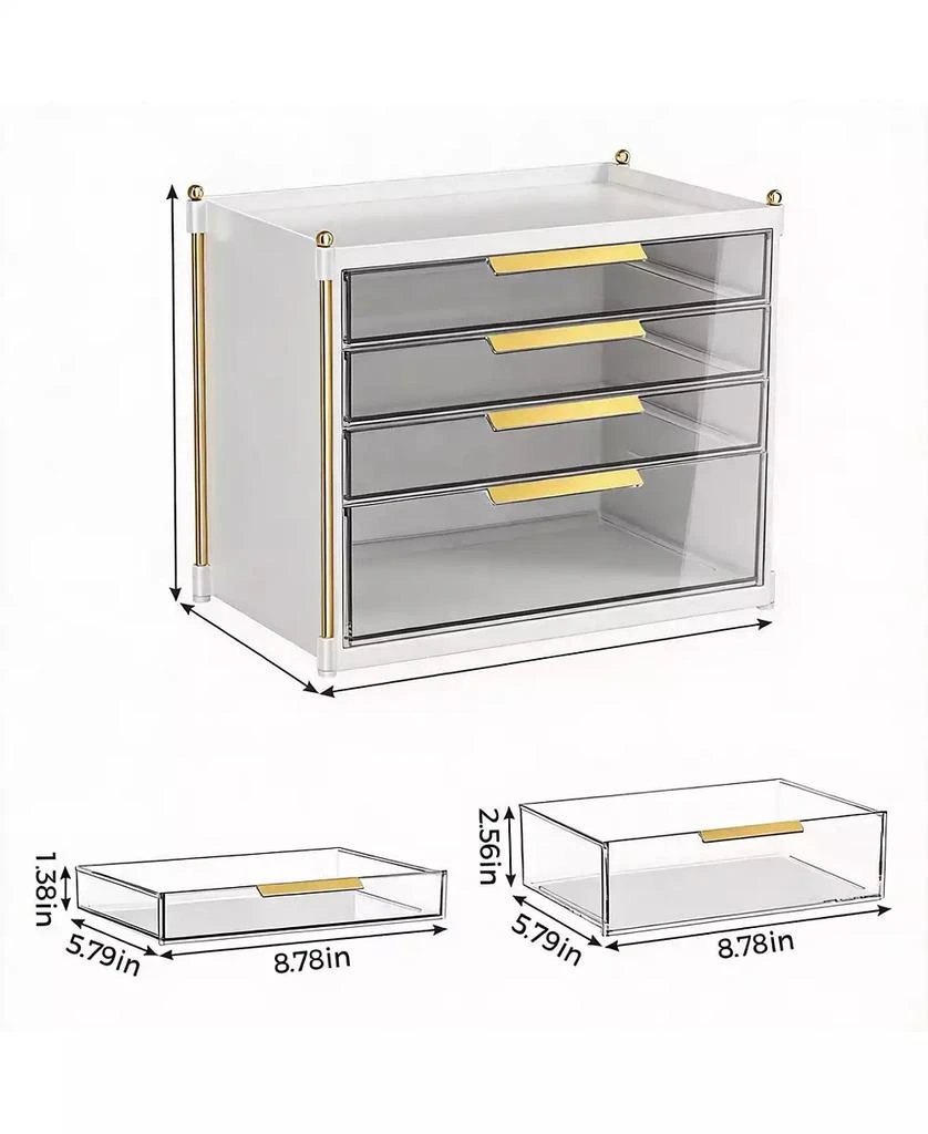 YIGII 4-Drawer Makeup Organizer - Clear Acrylic Vanity Storage 5