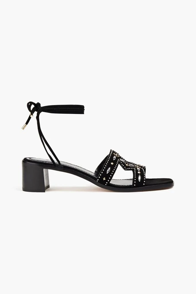 Maje Laser-cut studded suede sandals 1