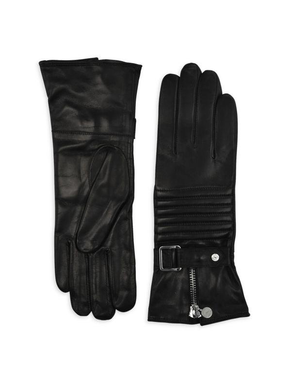 Carolina Amato Leather Buckled Gloves
